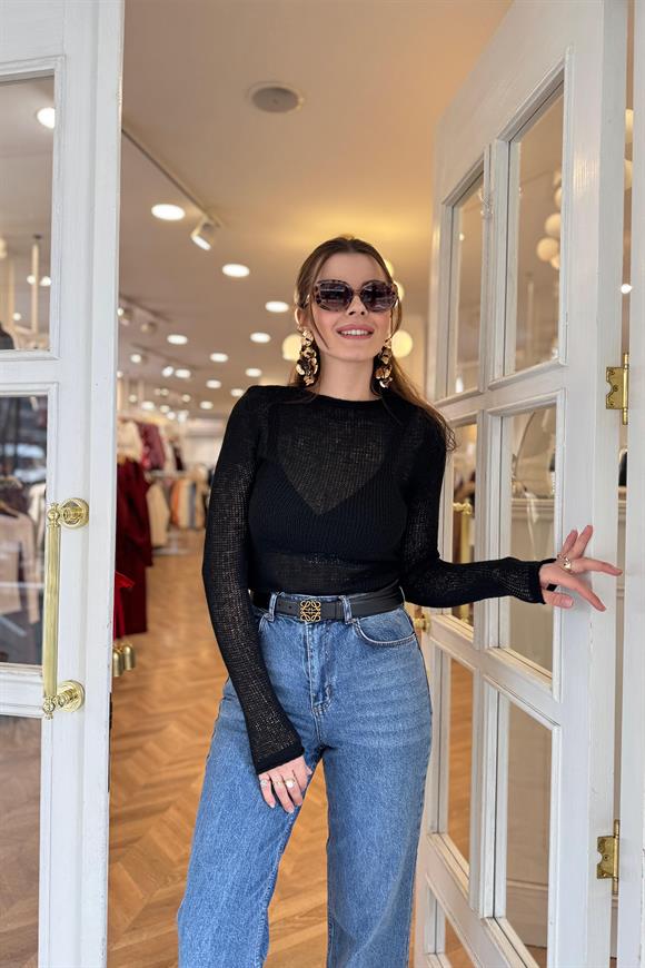 Nisan Marka Lüx Kalite Transparan Yumoş Triko Siyah