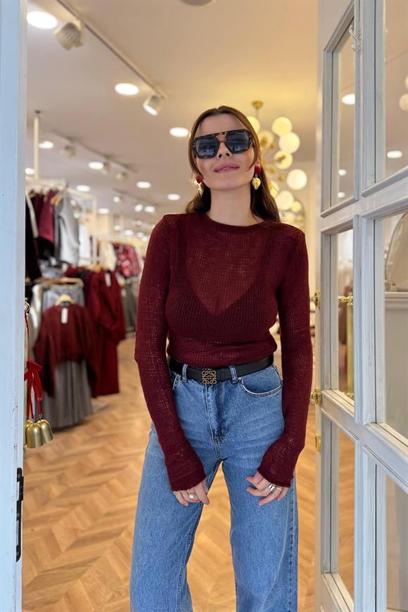 Nisan Marka Lüx Kalite Transparan Yumoş Triko Bordo