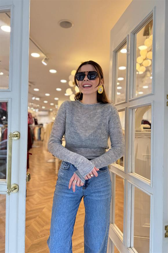 Nisan Marka Lüx Kalite Transparan Yumoş Triko Gri