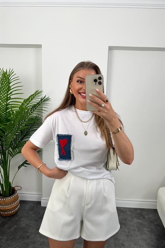 Orjinal Marka Tam Pamuklu Cebi Jean Detaylı Tshirt