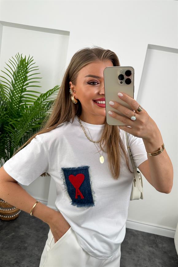 Orjinal Marka Tam Pamuklu Cebi Jean Detaylı Tshirt