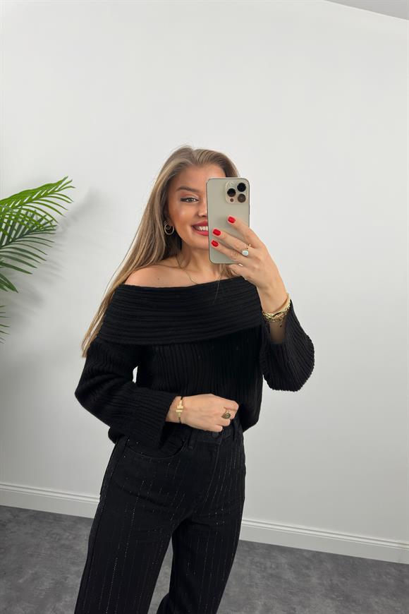 Orjinal Marka Zra Taşlı Tasarım Palazzo Jean Siyah