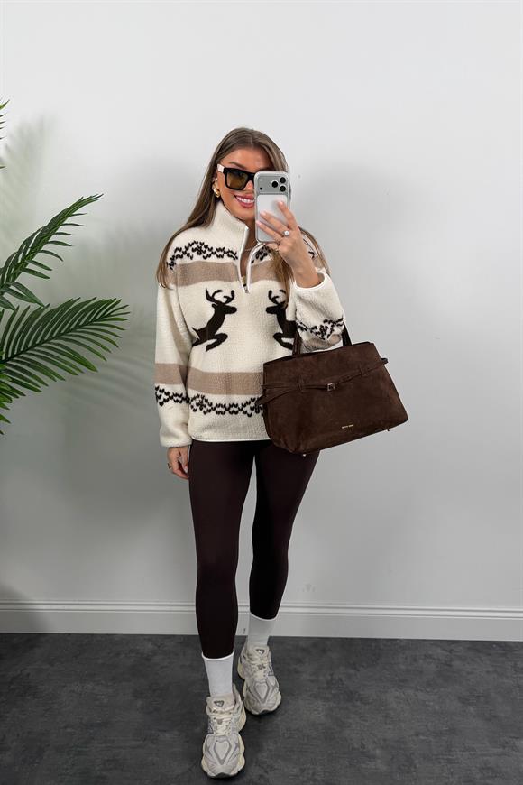 Oysh Model Çift Geyikli Polar Sweat