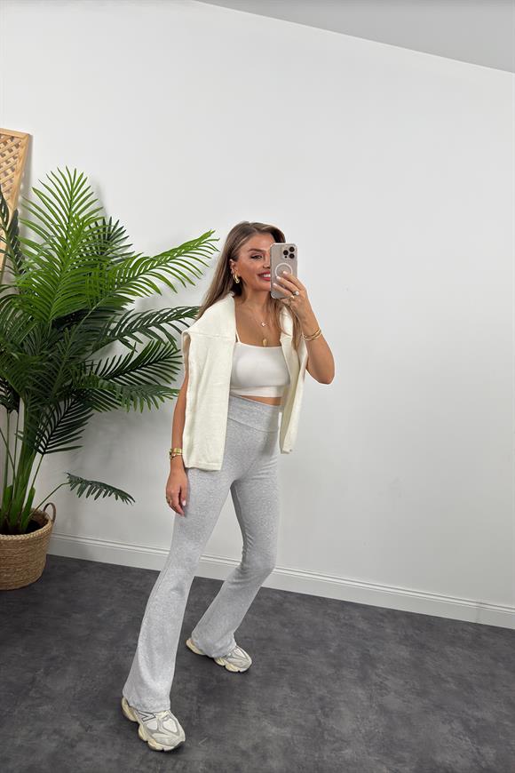Oysh Model Penye Kaşkorse Likralı Relax Tayt Gri Melanj