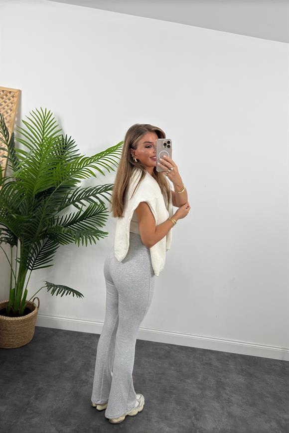 Oysh Model Penye Kaşkorse Likralı Relax Tayt Gri Melanj