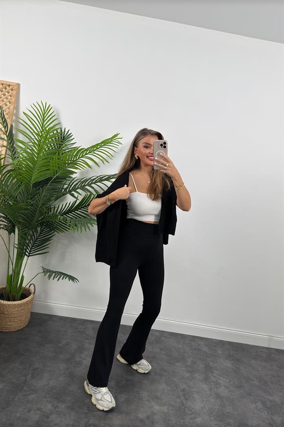 Oysh Model Penye Kaşkorse Likralı Relax Tayt Siyah