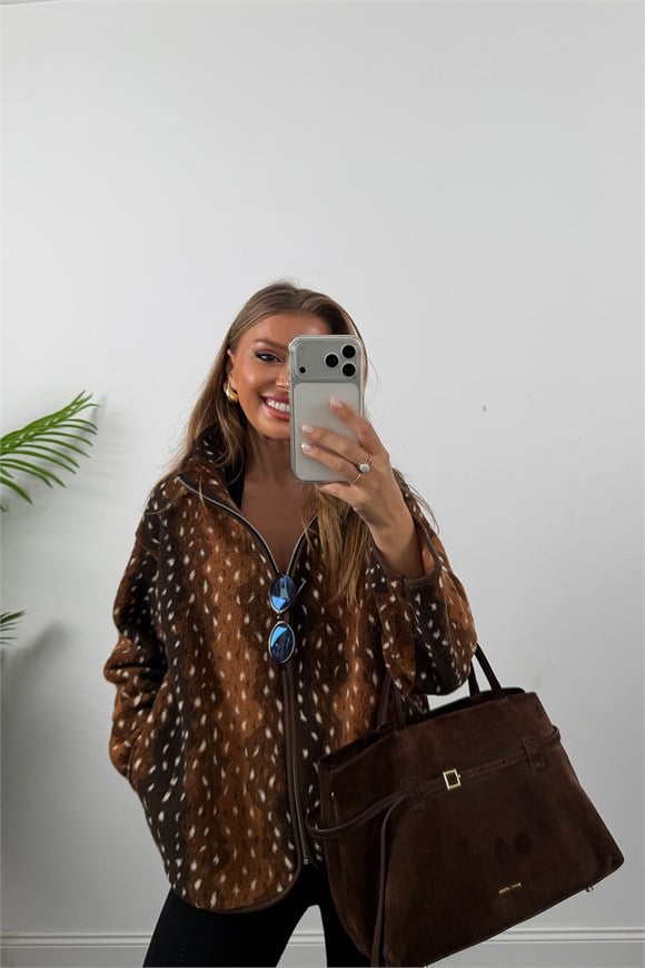 Oysh Model Polar Ceket Bambi Desen