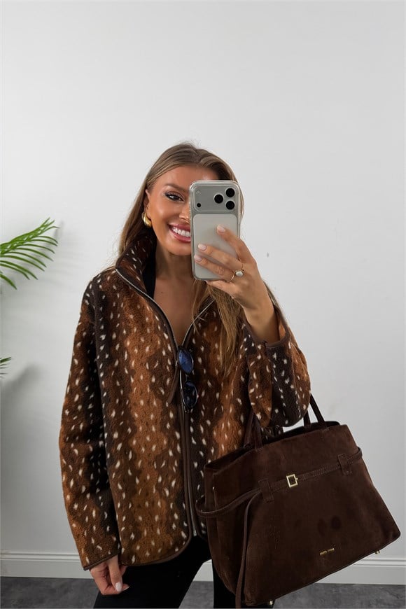 Oysh Model Polar Ceket Bambi Desen