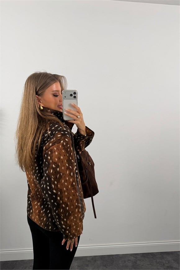 Oysh Model Polar Ceket Bambi Desen
