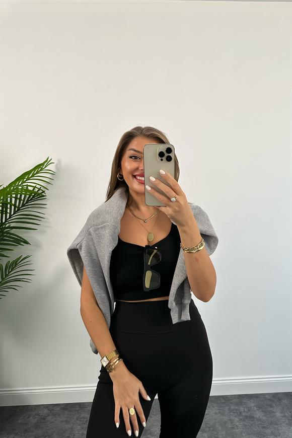 Oysh Model Toparlayıcı Likralı İspanyol Tayt Siyah