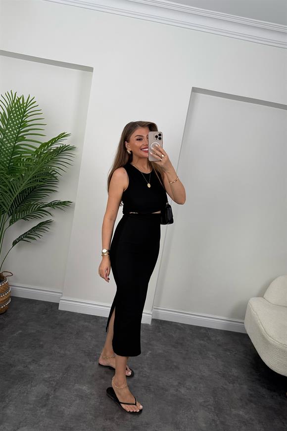 Özel Ottoman Serisi Likralı Bel Dekolteli Kalem Elbise