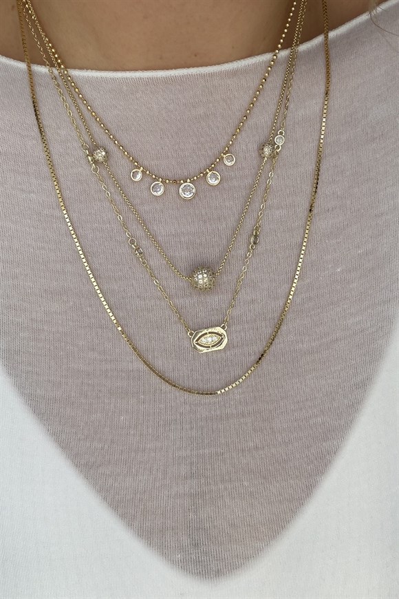 Özel Seri Beş Taşlı Kolye