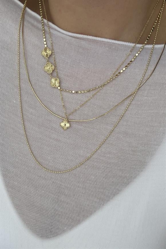 Özel Seri Gold Yonca Kolye