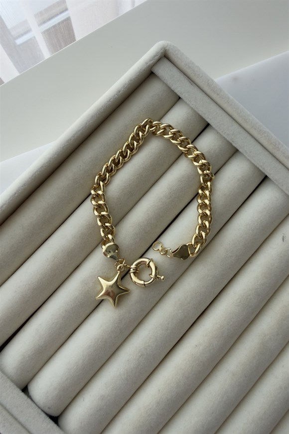 Özel Seri Klipsi Bombeli Yıldız Detaylı Bileklik