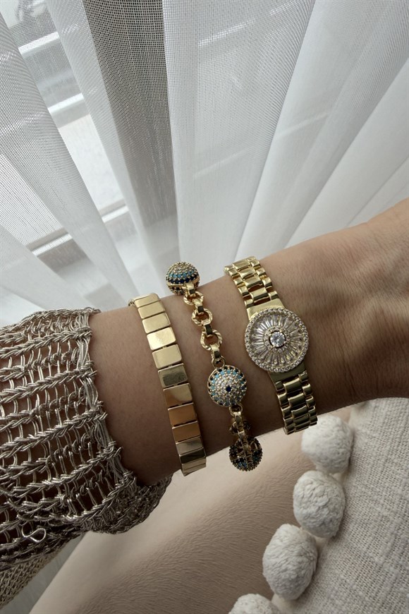 Özel Seri Kuyumcu Model Saat Kordonlu Bileklik