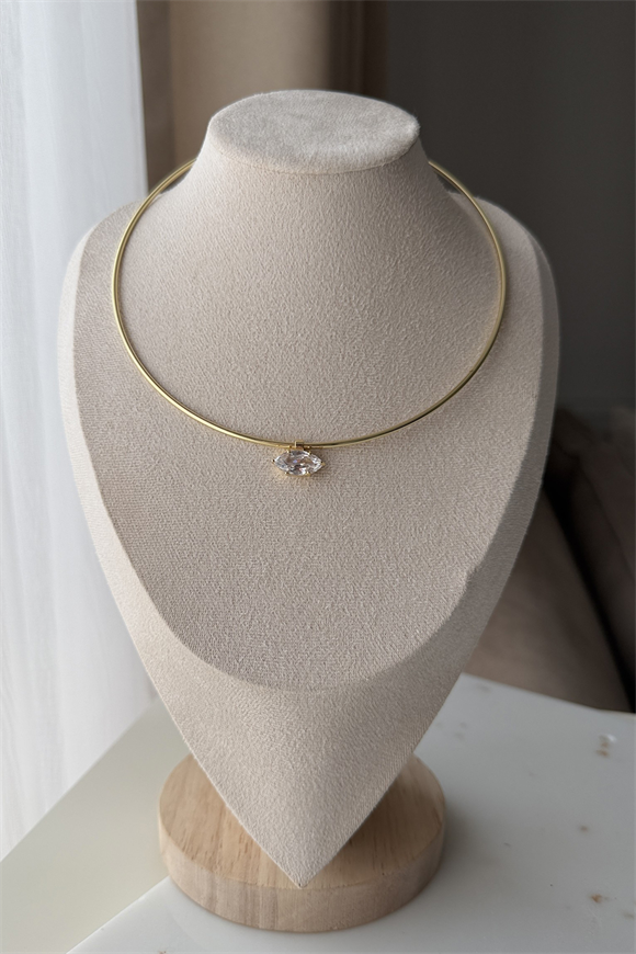 Özel Seri Marka Model Badem Taşlı Tasma Kolye