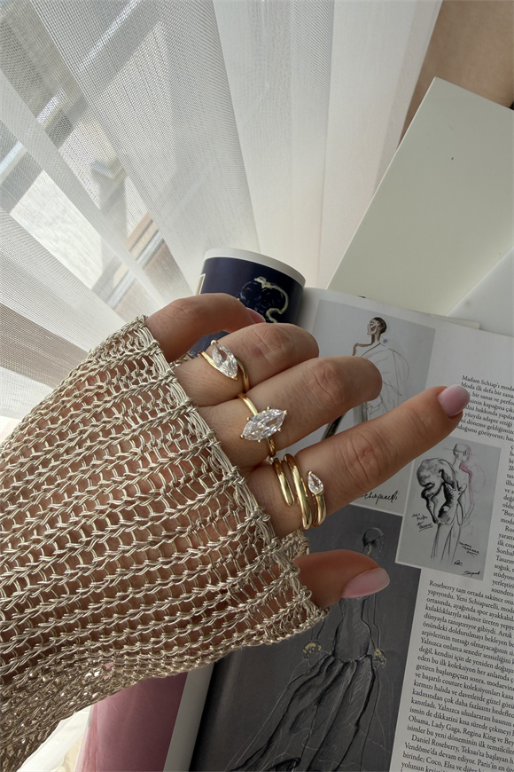 Özel Seri Marka Model Badem Taşlı Yüzük (Model2)