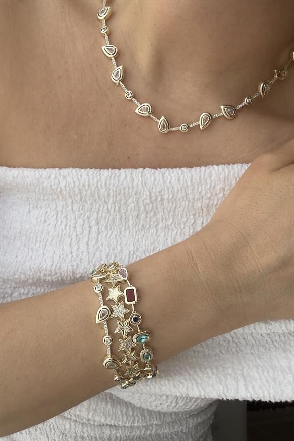 Özel Seri Marka Model Damla Taşlı Kolye