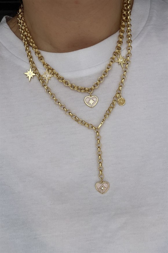 Özel Seri Marka Model Kalp Charmlı Kolye