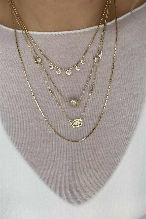 Özel Seri Marka Model Ortası Baget Taş Kolye