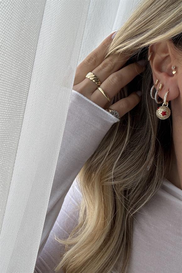 Özel Seri Marka Model Yıldızlı Top Küpe(Kırmızı)