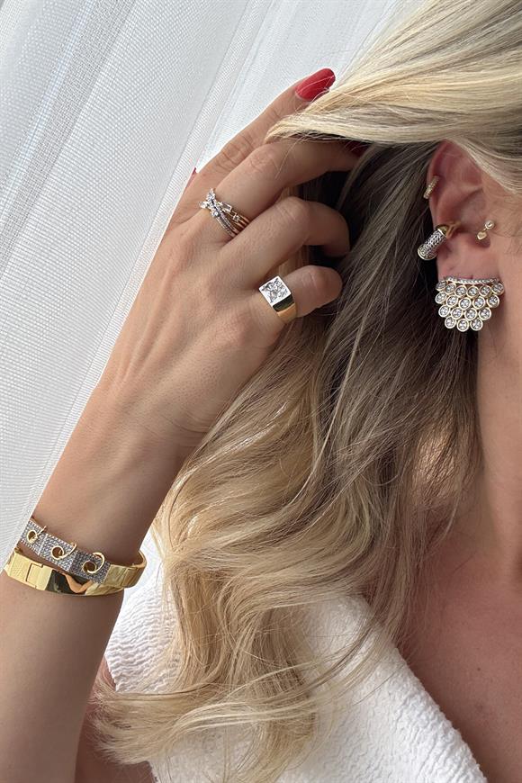 Özel Seri Marka Model Zirkon Taşlı Mix Katmer Küpe