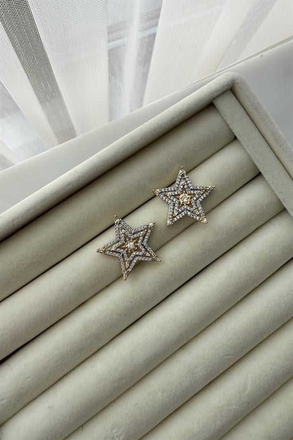 Özel Seri Marka Model Zirkon Taşlı Mix Star Küpe