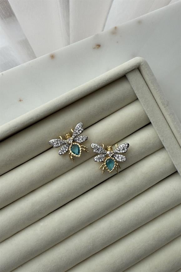 Özel Seri Mavi Taşlı Mix Arı Küpe