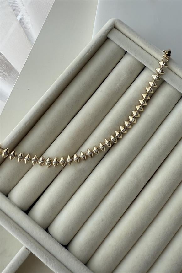 Özel Seri Ortası Taşlı Bombeli Çivi Model Bileklik