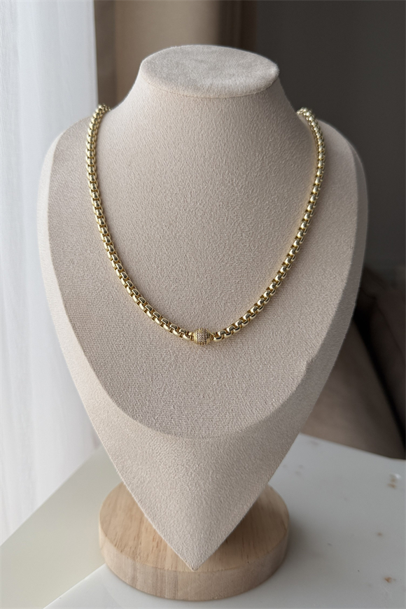 Özel Seri Ortası Taşlı Silindir Model Kolye