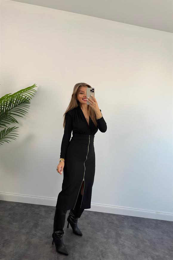 Özel Seri Ottoman Kumaş Fermuarlı Likralı Kalem Etek 