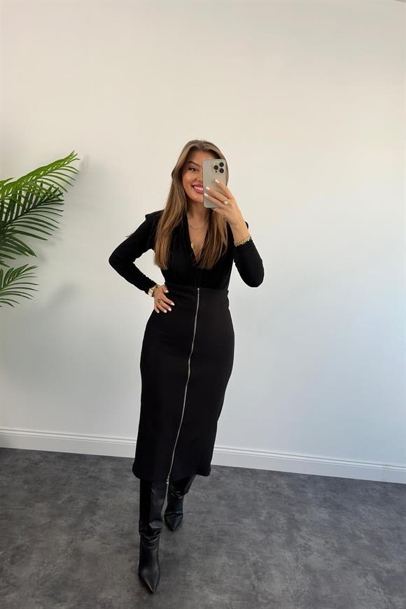 Özel Seri Ottoman Kumaş Fermuarlı Likralı Kalem Etek 