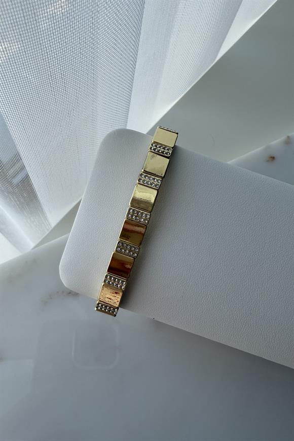 Özel Seri Plaka Ve Taş Sıralı Lastikli Bileklik