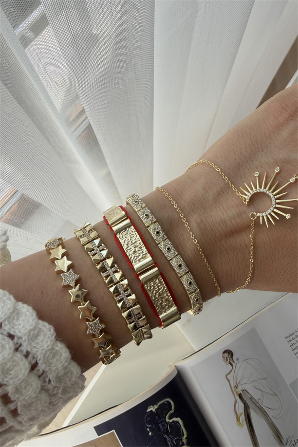 Özel Seri Sıralı Plaka ve Taşlı Yıldız Bileklik