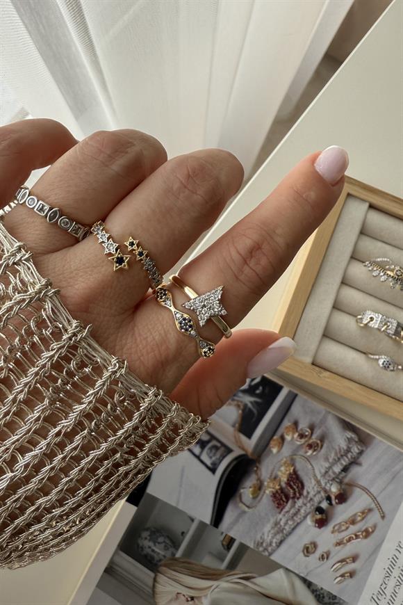 Özel Seri Sıralı Yıldız Model Mix Yüzük
