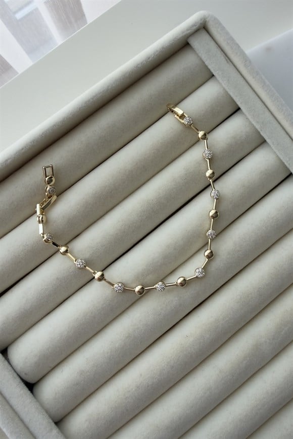 Özel Seri Taş Top Ve Plaka Top Bileklik 