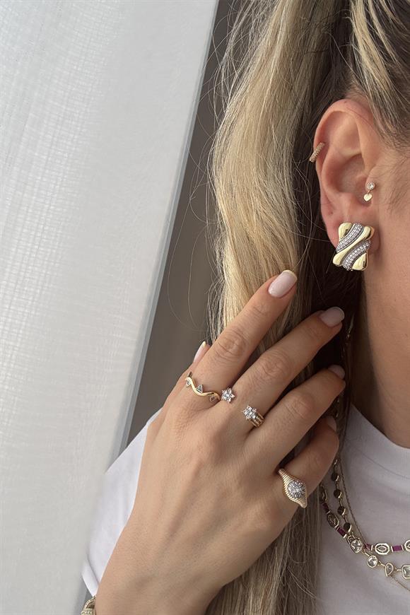 Özel Seri  Taşlı Mix Plaka Küpe