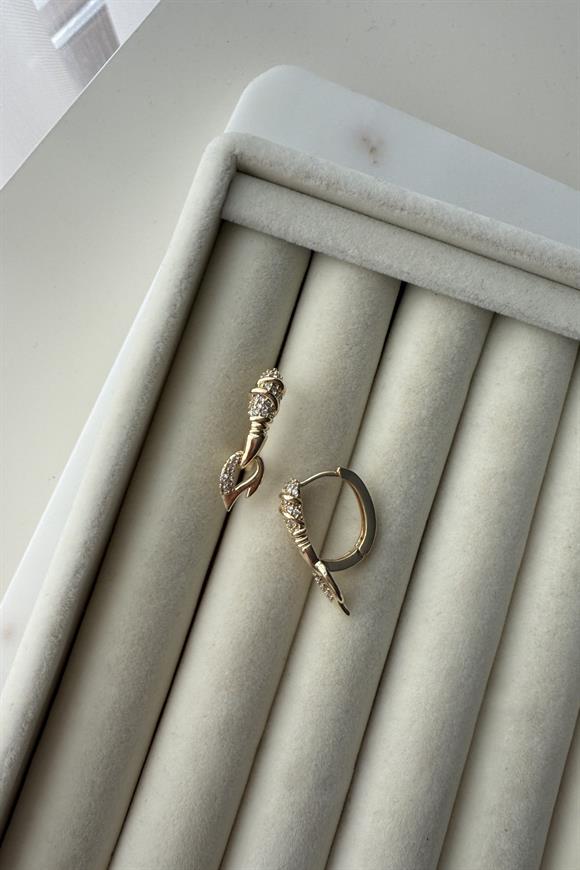 Özel Seri Zirkon Taşlı Marka Model Oval Küpe