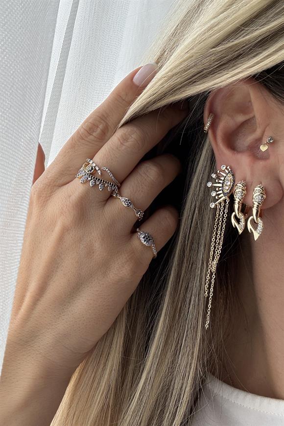 Özel Seri Zirkon Taşlı Marka Model Oval Küpe