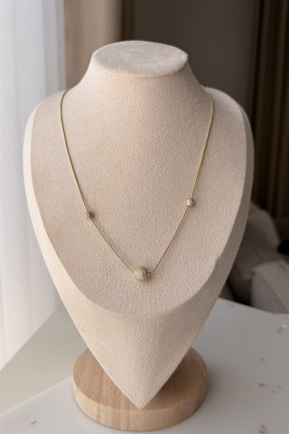 Özel Seri Zirkon Taşlı Top Kolye  