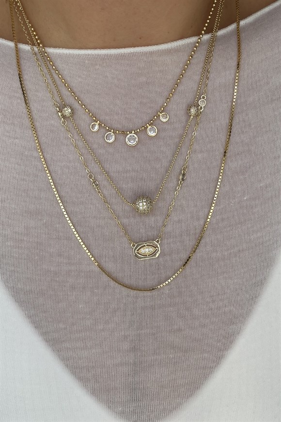 Özel Seri Zirkon Taşlı Top Kolye  