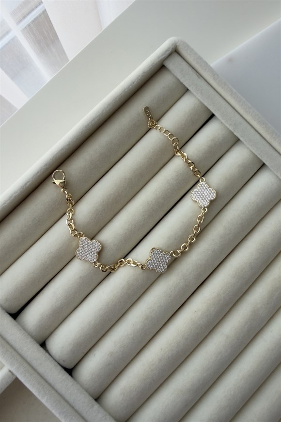 Özel Seri Zirkon Taşlı Yonca Bileklik 