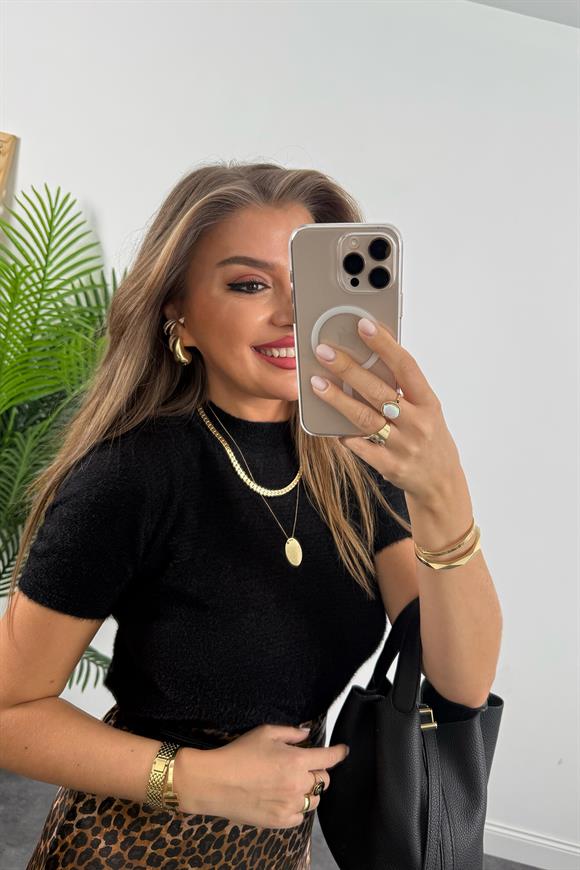 Pamuk Saten Beli Lastikli  Midi Boy Saten Etek Siyah Kahve Leopar 