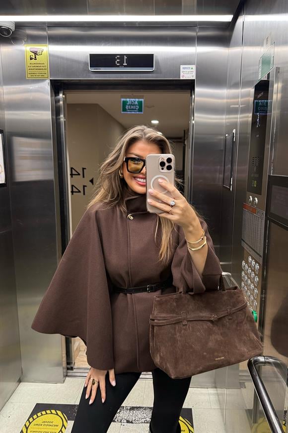 Pinterest Kemerli Kaşe Panço Kaban Acı Kahve