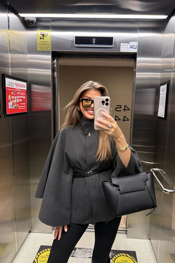 Pinterest Kemerli Kaşe Panço Kaban Antrasit