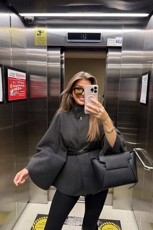 Pinterest Kemerli Kaşe Panço Kaban Antrasit