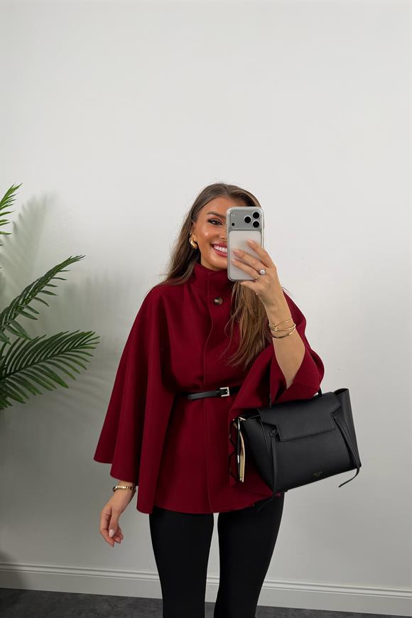 Pinterest Kemerli Kaşe Panço Kaban Bordo