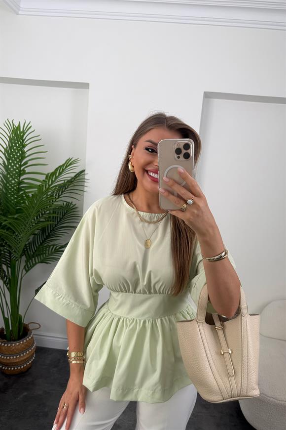 Pinterest Model Kimono Kol Pamuk Poplin Bluz Mint