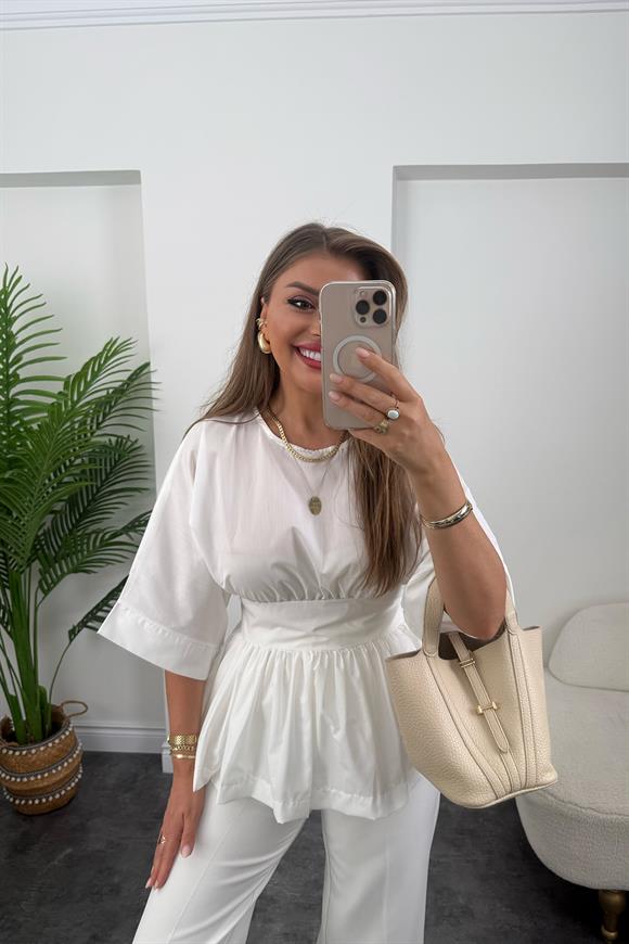 Pinterest Model Kimono Kol Pamuk Poplin Bluz Beyaz