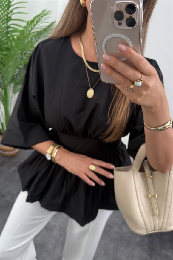 Pinterest Model Kimono Kol Pamuk Poplin Bluz Siyah